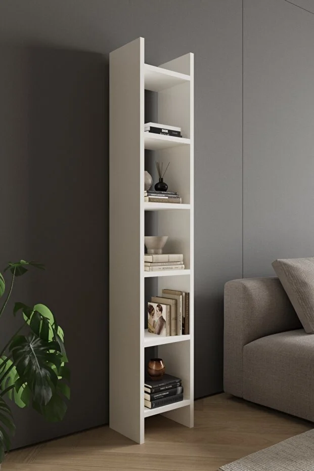 5 RAFLI KİTAPLIK BEYAZ